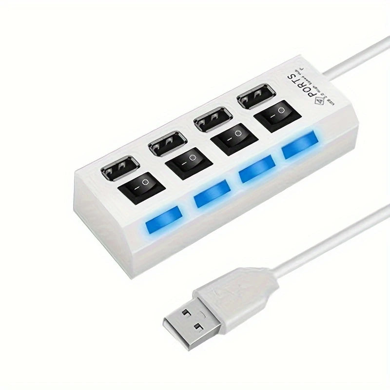 Hub USB 2.0 à 4 Ports avec Interrupteurs Individuels – Gestion Facile de Vos Périphériques