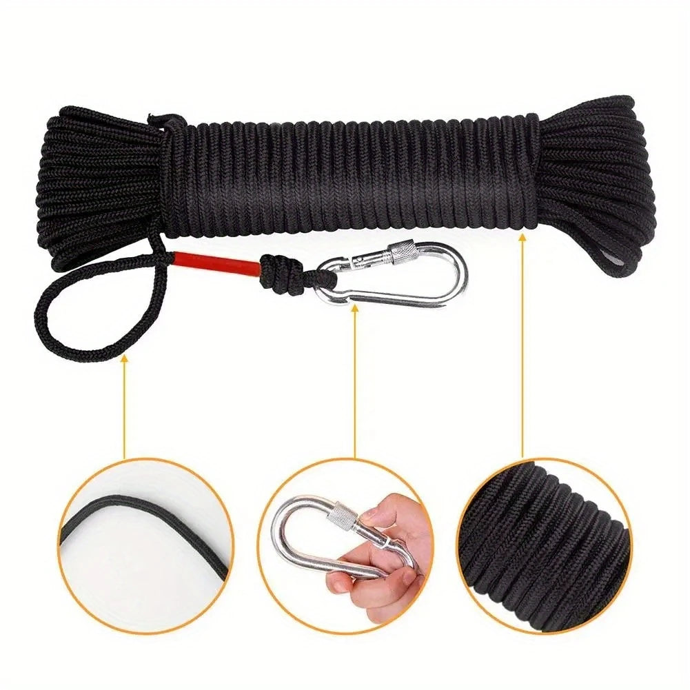 Corde d’Escalade Résistante avec Mousqueton – Câble de Sécurité 10-20m pour Randonnée, Sauvetage & Alpinisme