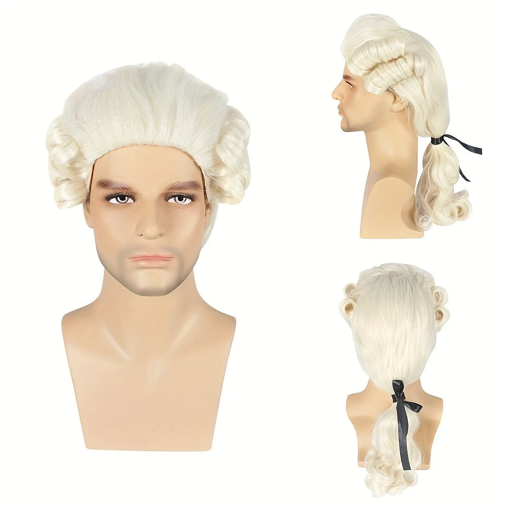 Perruque Homme Cheveux Longs avec Ruban – Look Élégant & Cosplay Classique
