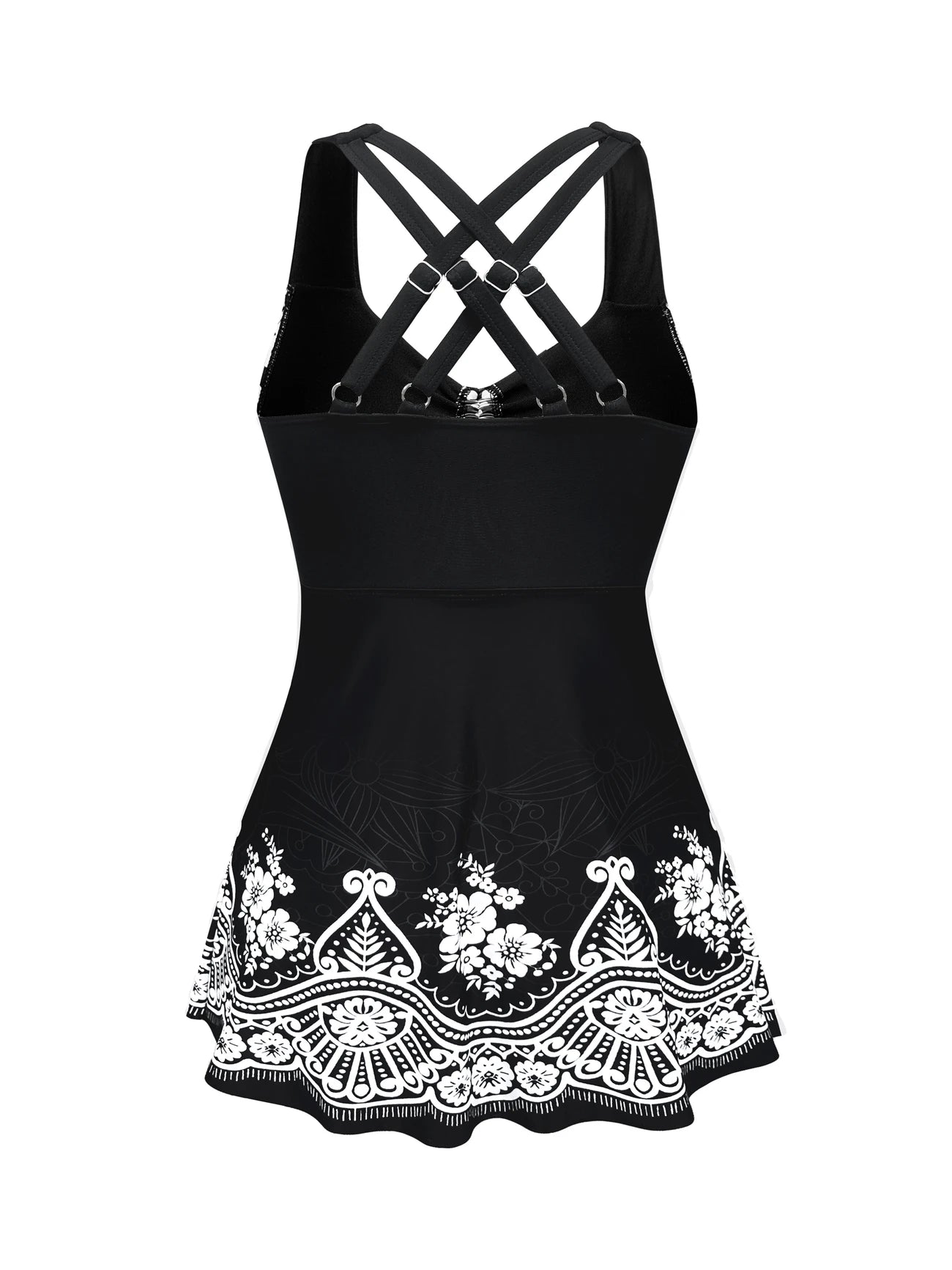 Maillot de Bain Robe Femme à Volants – Style Bohème Noir & Blanc, Élégant et Confortable