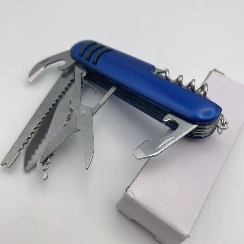 Couteau Suisse Multifonction 11 en 1 – Outil de Poche Compact pour Camping, Randonnée et Survie