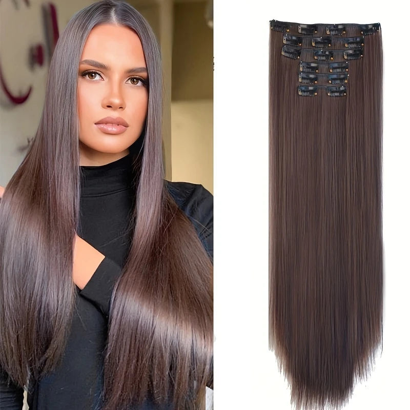 Extensions Cheveux Lisses à Clip – Kit Complet 7 Pièces pour Volume et Longueur Naturelle