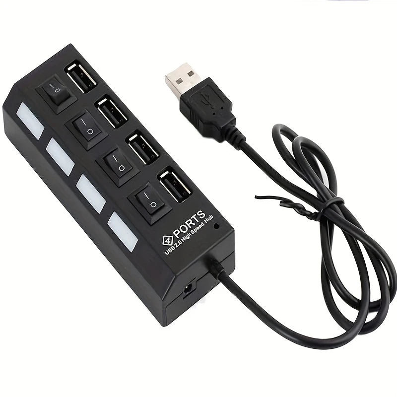 Hub USB 4/7 Ports avec Interrupteurs Individuels – Multiprise USB 2.0/3.0 Haute Vitesse pour PC, Ordinateur Portable et Périphériques
