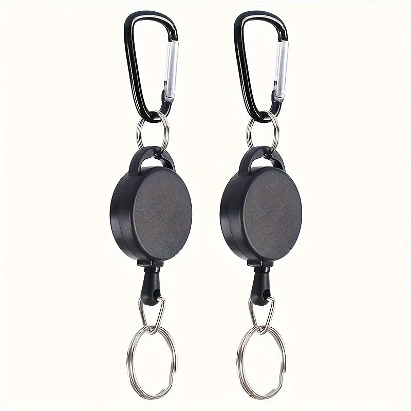 Porte-Clés Rétractable avec Mousqueton – Enrouleur Solide pour Clés, Badges ou Cartes d’Accès