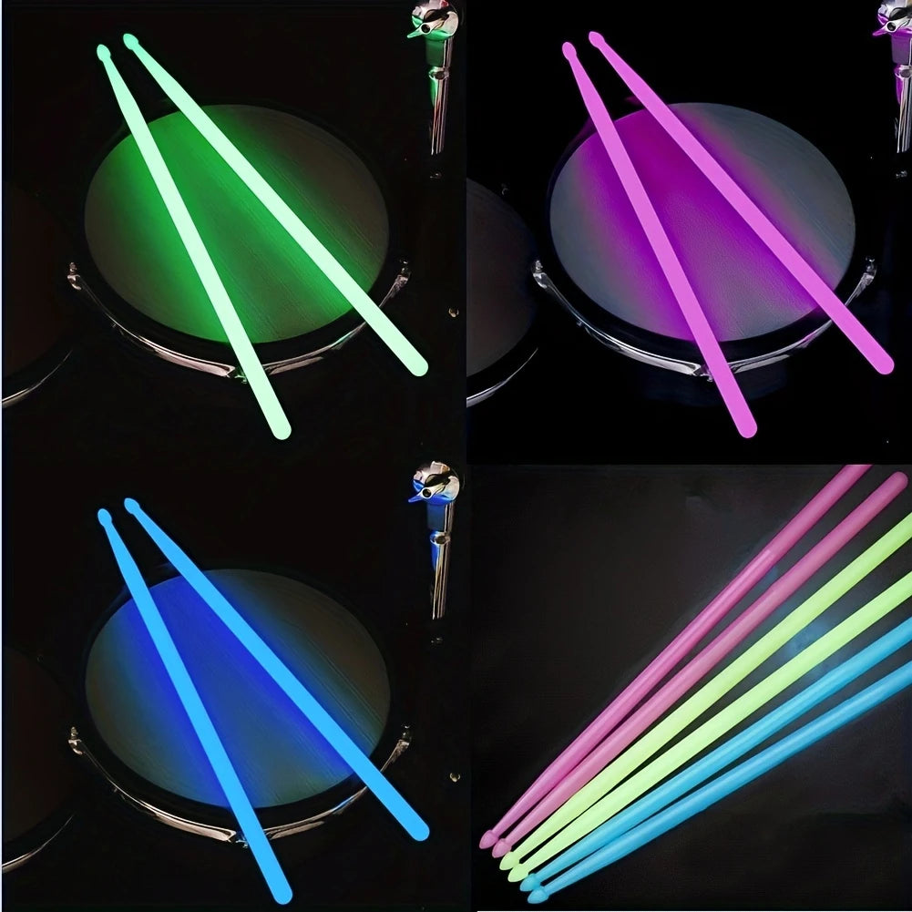 Baguettes de Batterie Fluorescentes – Paire Lumineuse Glow-in-the-Dark, Légères et Résistantes pour Concerts & Entraînement