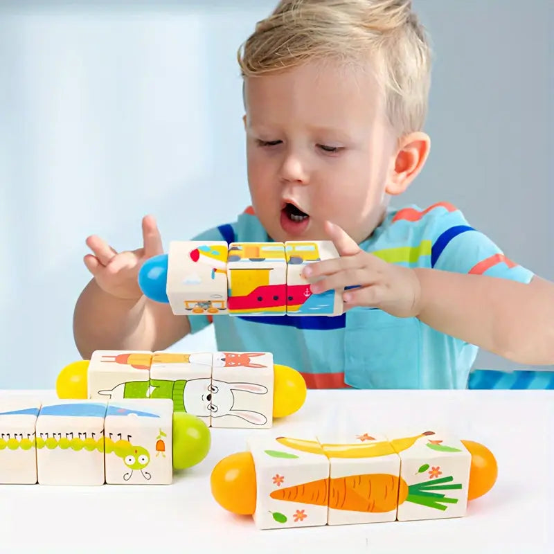 Jeu Éducatif de Rotation Animaux – Puzzle Montessori pour Enfants – Développement de la Logique et Coordination Œil-Main