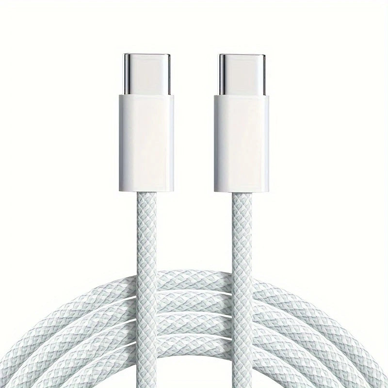 Lot de 2 Câbles de Charge USB-C 60W pour iPhone 15 – Charge Rapide et Durable en Nylon Tressé