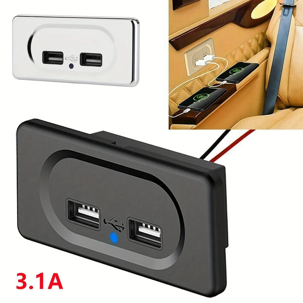 Prise Double USB Encastrable 5V – Chargeur Universel pour Voiture, Bateau, Camping-Car & Mobilier