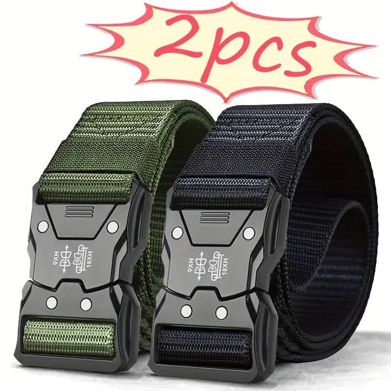 Lot de 2 ceintures tactiques homme en nylon robuste – Boucle métal rapide militaire