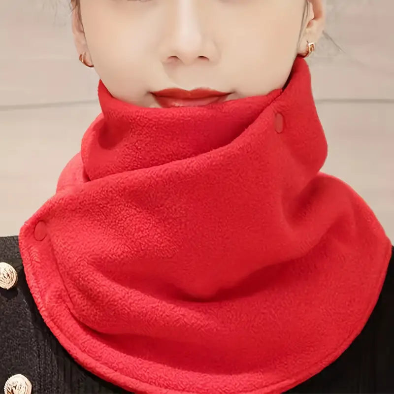 Cache-cou polaire chaud rouge – Couvre visage hiver unisexe pour protection contre le froid