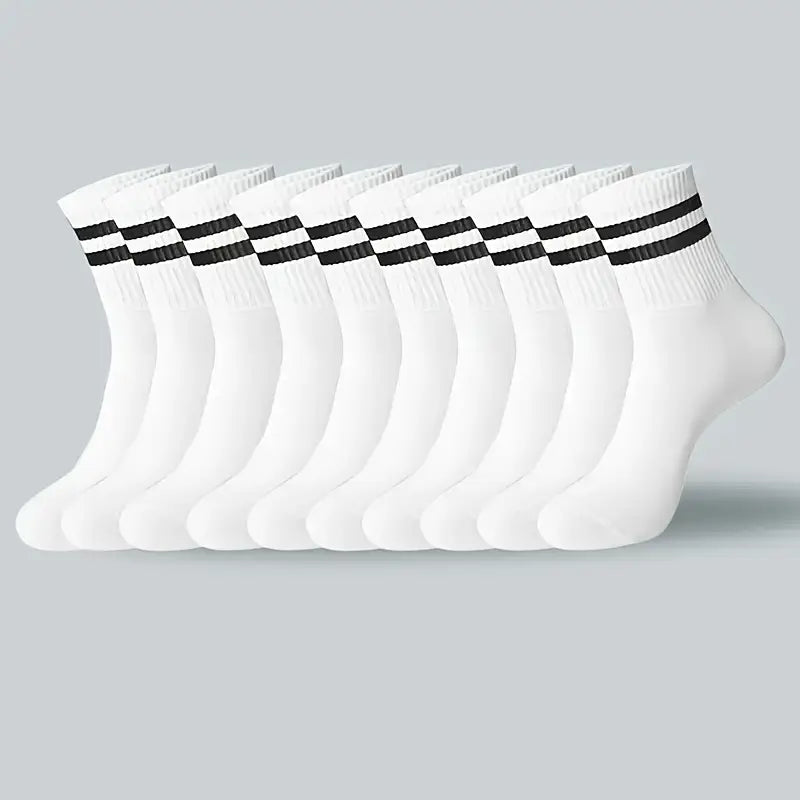 Lot de 12 paires de chaussettes homme noires et blanches – Style sport à rayures, confort et durabilité