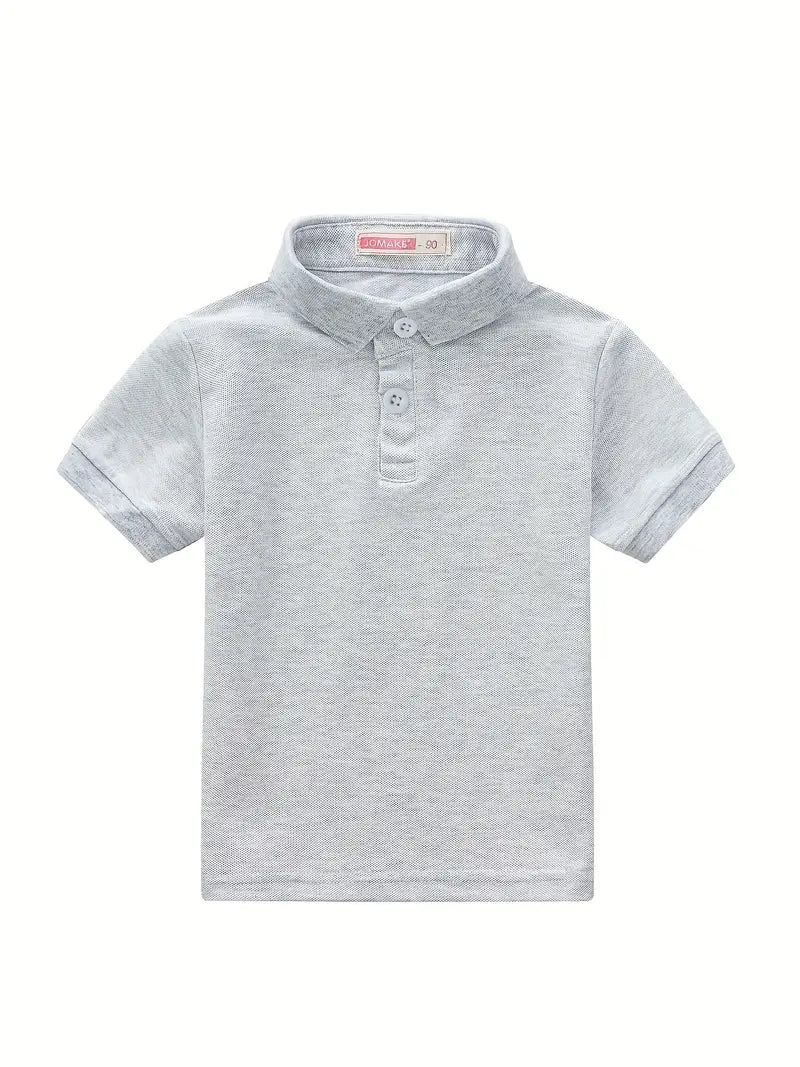Polo garçon manches courtes bleu clair – Haut élégant en coton respirant