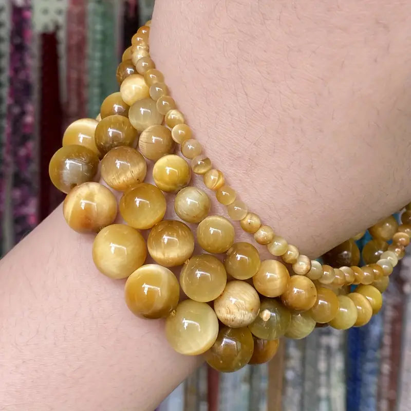 Perles rondes en pierres précieuses naturelles multicolores – Pierres en vrac pour création de bijoux, DIY et lithothérapie