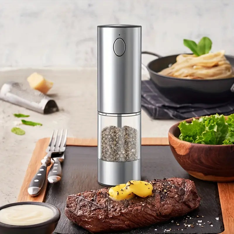 Moulin à Poivre Électrique Rechargeable – Broyeur Inox avec Réservoir Transparent