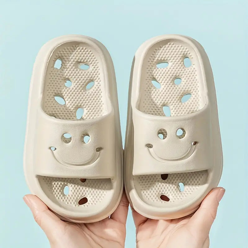 Sandales fille colorées antidérapantes – Claquettes d’été légères avec motif smiley
