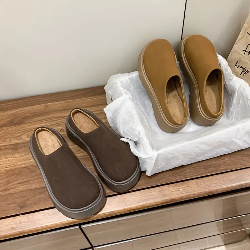 Mules fille en cuir PU – Sabots décontractés à semelle épaisse antidérapante