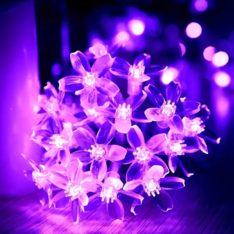 Guirlande Fleur LED Violette – Lumière Décorative Romantique pour Soirée, Mariage et Ambiance Cocooning