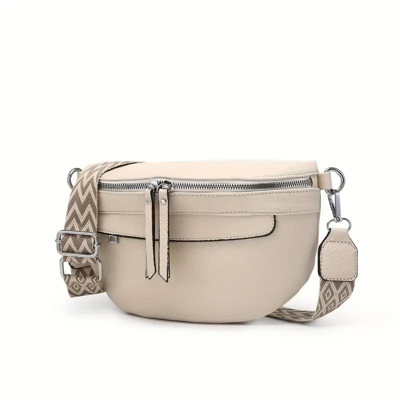 Sac banane femme en simili cuir beige – Design chic avec bandoulière réglable