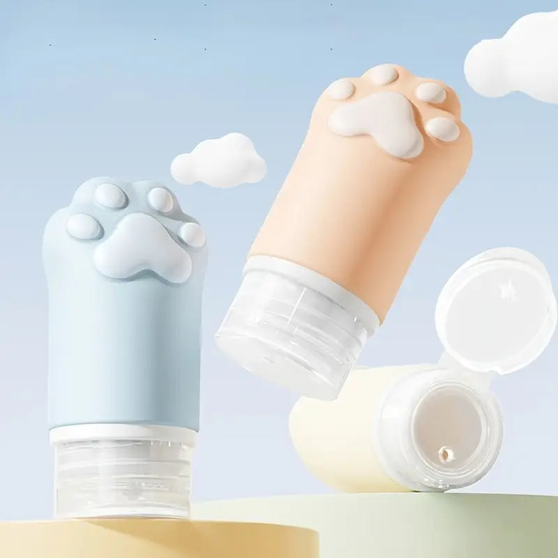 Flacon de voyage bébé en silicone – Pot rechargeable étanche motif patte mignonne