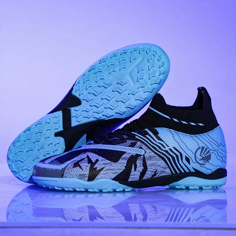 Chaussures de sport fille – Baskets de football en salle vert fluo et noir avec semelle antidérapante