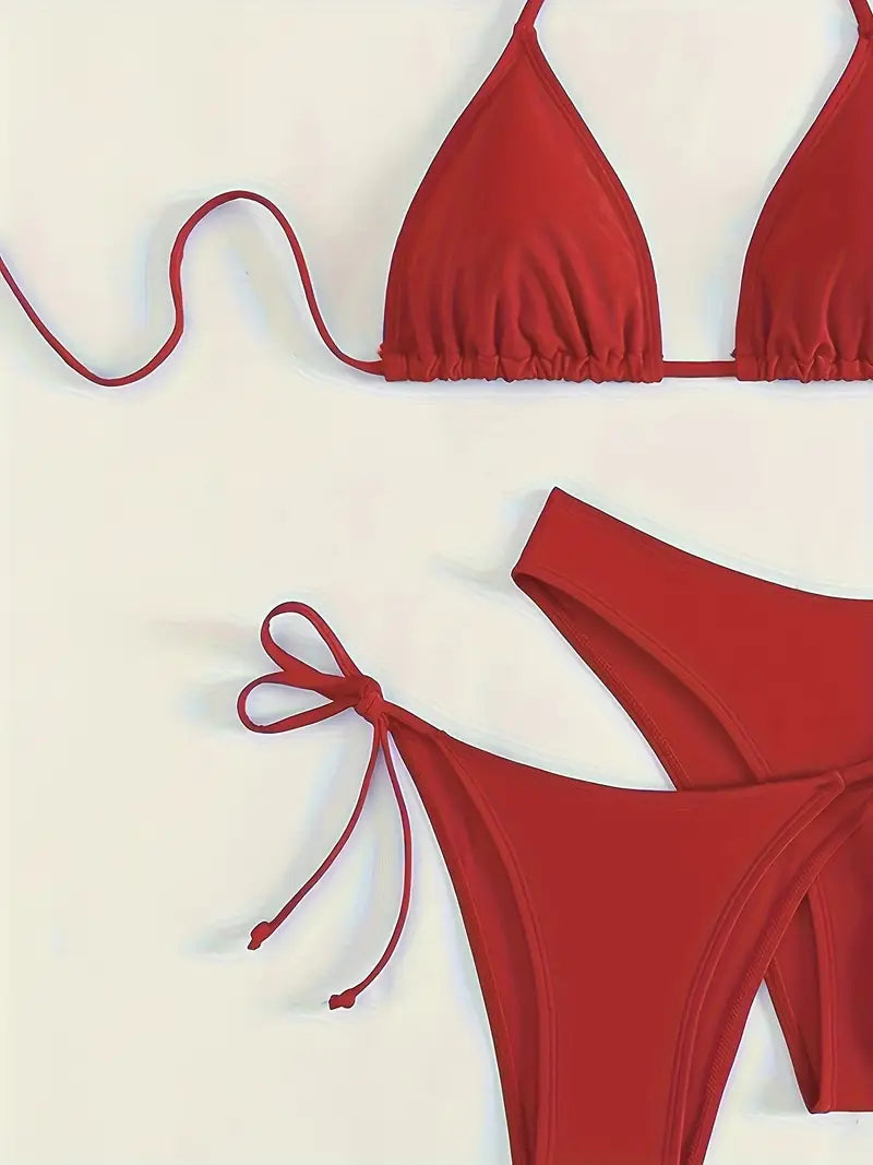 Ensemble Bikini Brésilien – Triangle Ajustable & Bas Échancré à Nouer
