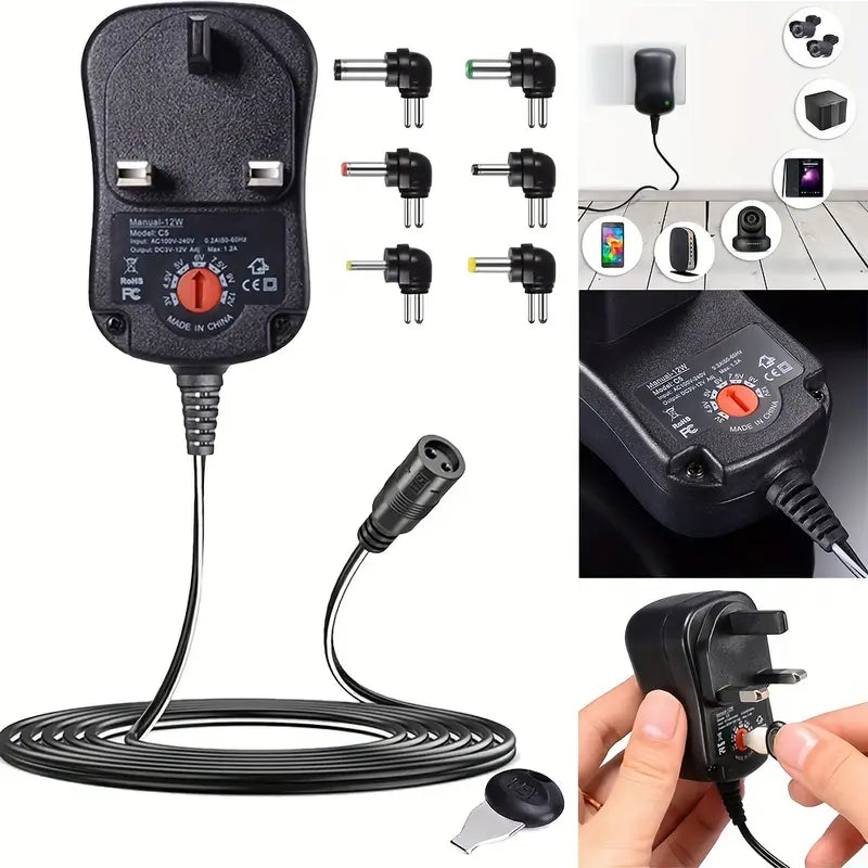 Adaptateur Secteur Universel 3-12V – Chargeur Alimentation AC/DC avec Embouts Multiples et Tension Réglable