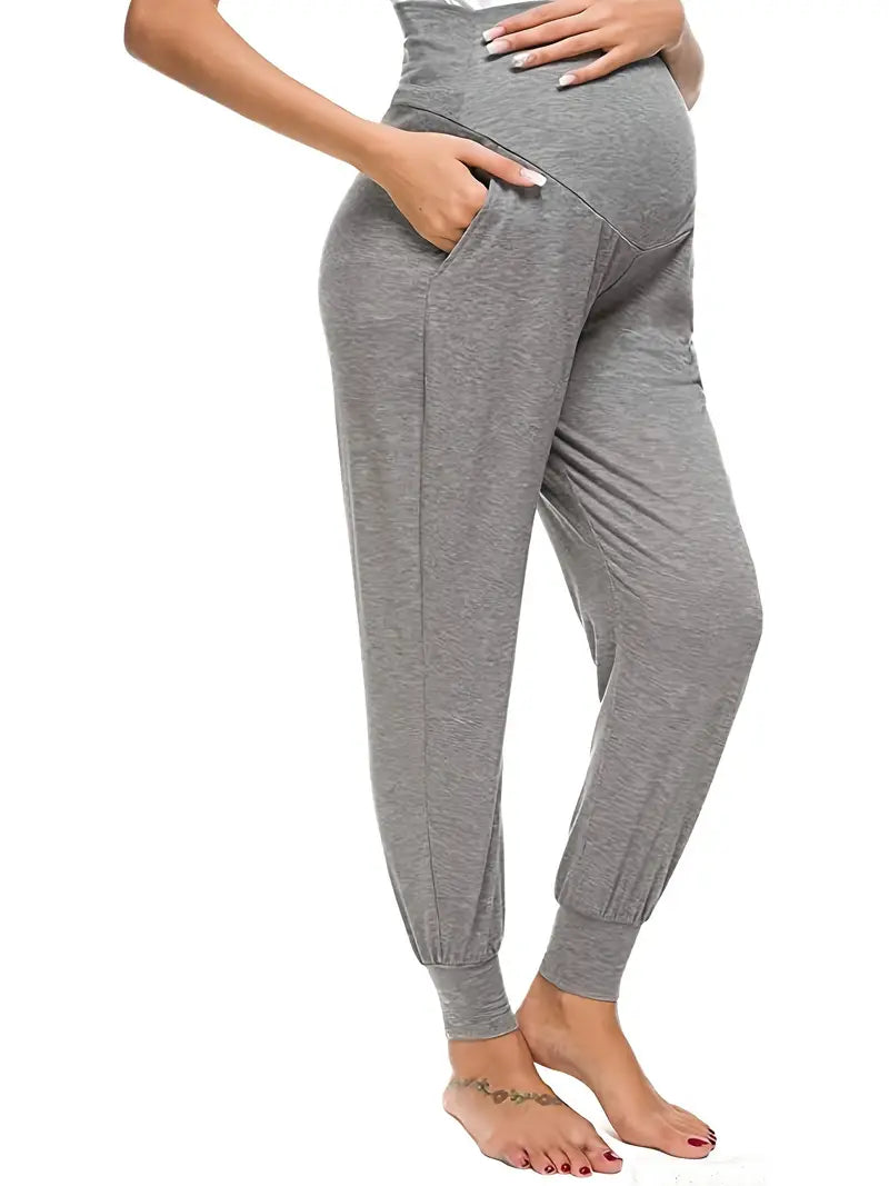 Pantalon de Grossesse Confortable avec Taille Haute Élastique – Jogging Maternité Décontracté