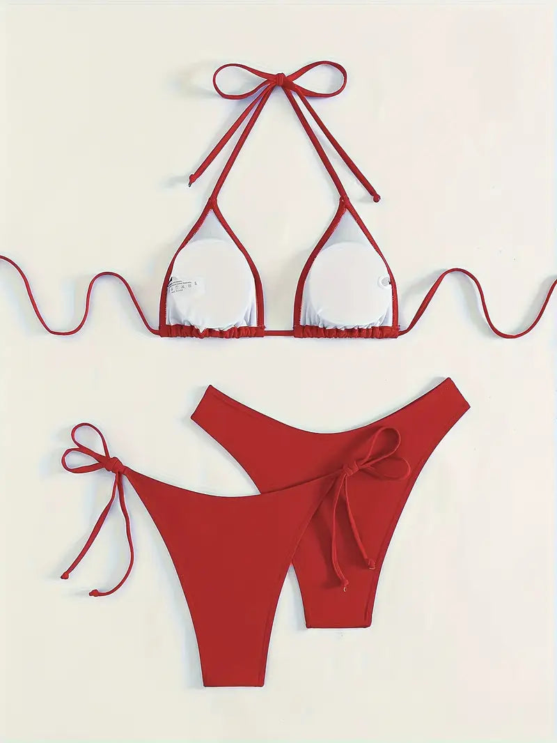 Ensemble Bikini Brésilien – Triangle Ajustable & Bas Échancré à Nouer