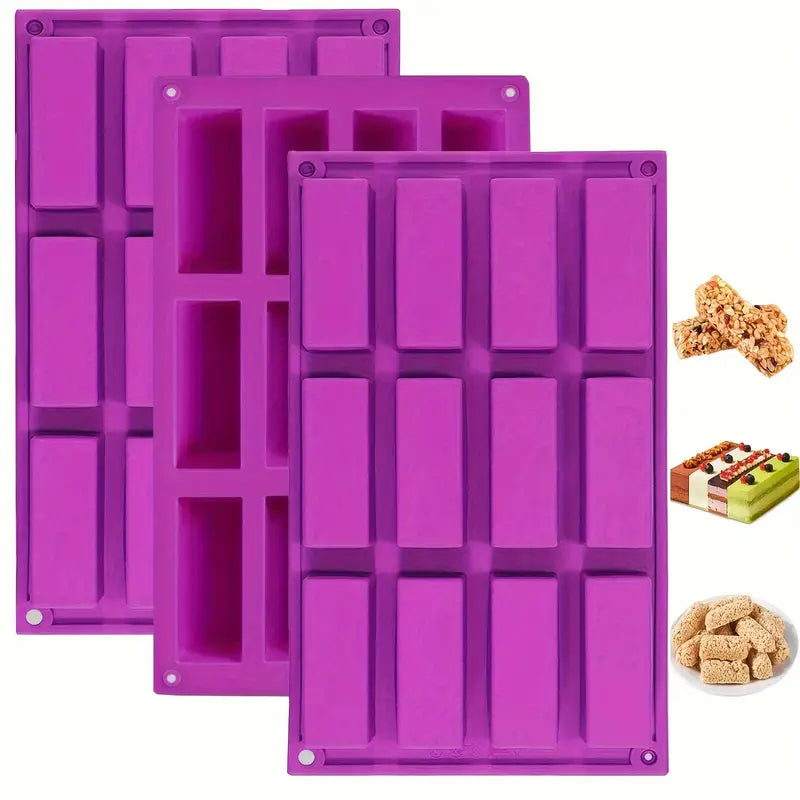 Moule en Silicone pour Barres Énergétiques Maison – 12 Cavités Rectangulaires pour Céréales, Protéines et Snacks Sains