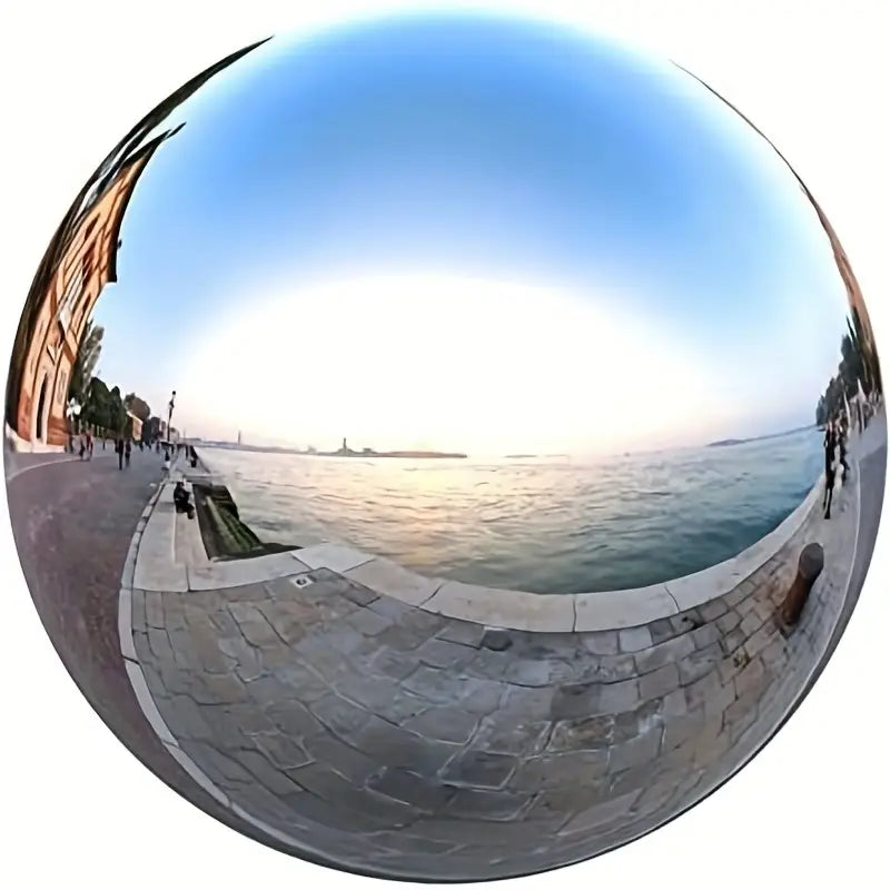 Boule Miroir Décorative de Jardin – Sculpture Moderne en Acier Inoxydable pour Extérieur, Terrasse et Étang