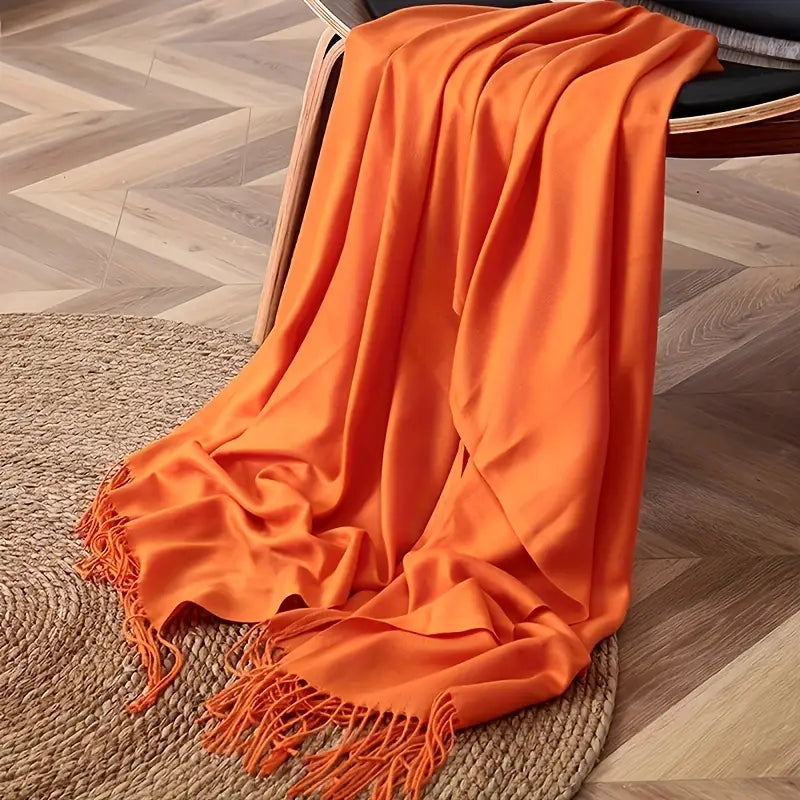 Écharpe homme en laine douce – Foulard chaud avec franges élégantes