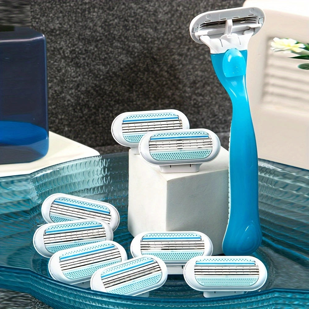 Rasoir de Rasage 5 Lames avec 8 Recharges – Rasoir Rechargeable Précision pour Homme & Femme