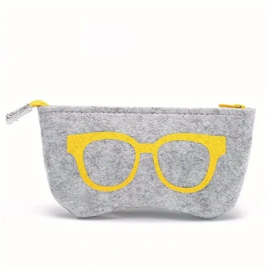 Étui à Lunettes en Feutrine Gris – Pochette Souple avec Fermeture Éclair, Léger et Antichoc