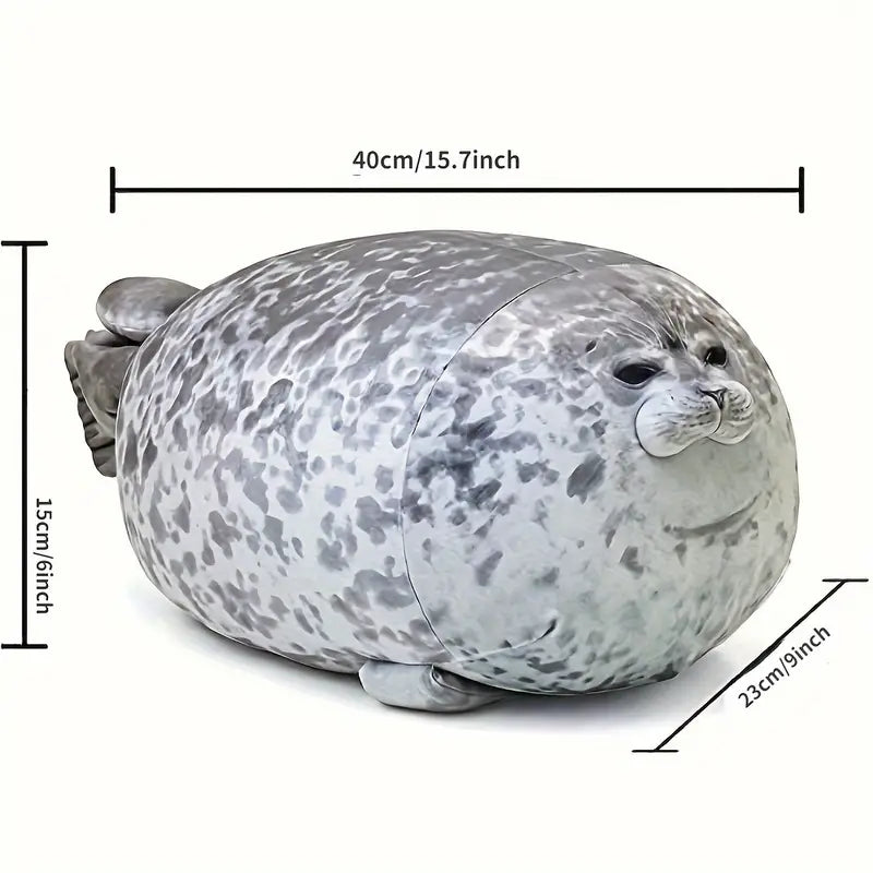 Peluche phoque gris réaliste XXL – Coussin moelleux et doudou rigolo pour enfants et adultes