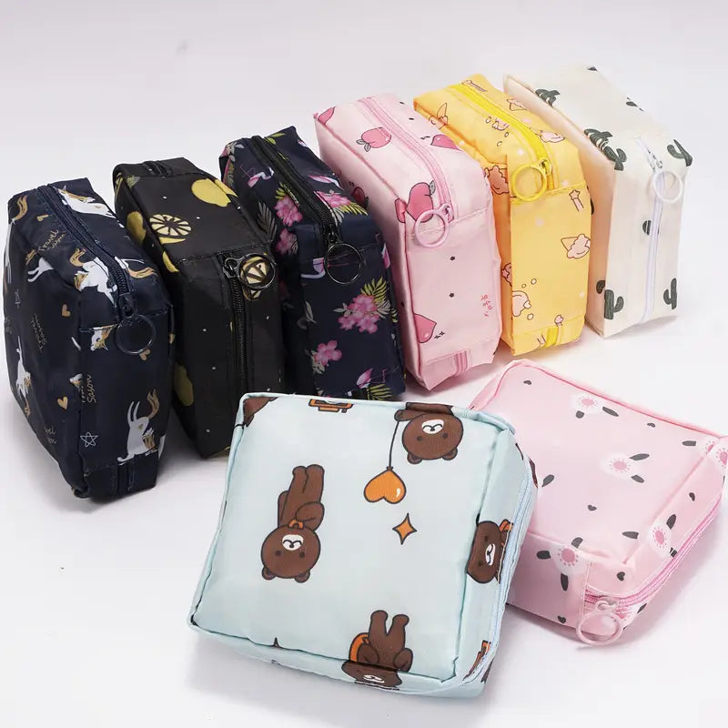 Trousse de maquillage kawaii imperméable Rangement compact et coloré pour cosmétiques