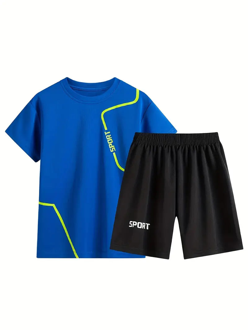 Ensemble de Sport Enfant – T-shirt Blanc et Short Noir Respirant Garçon/Fille
