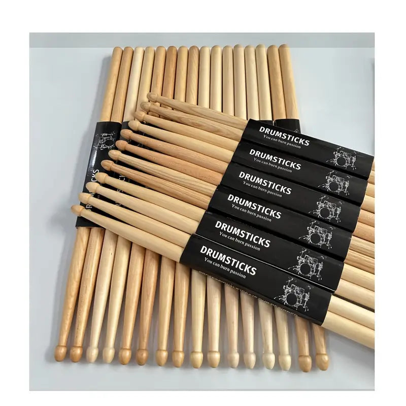 Baguettes de Batterie Professionnelles en Bois d’Érable – Lot de 2/5/10 Paires, Accessoire Idéal pour Débutants et Batteurs Confirmés