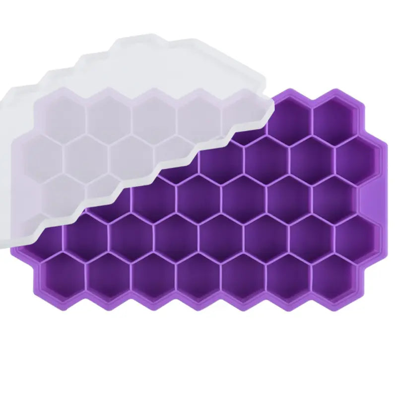 Bac à Glaçons Silicone en Forme de Nid d’Abeille – Moule avec Couvercle Hermétique pour Glaçons Faciles à Démouler