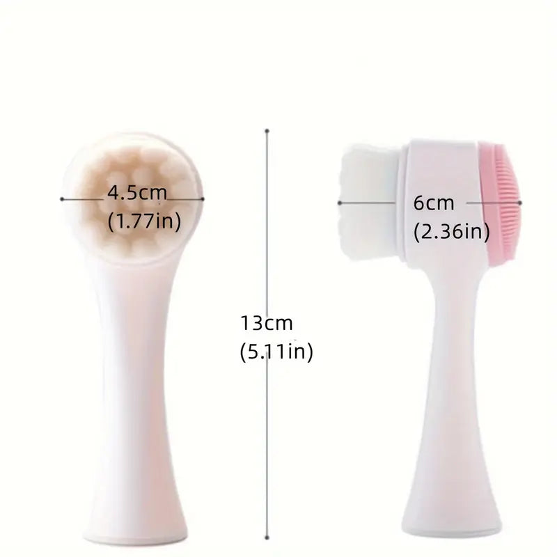 Brosse Nettoyante Visage 2 en 1 – Poils Doux & Picots Silicone pour Nettoyage en Profondeur et Massage