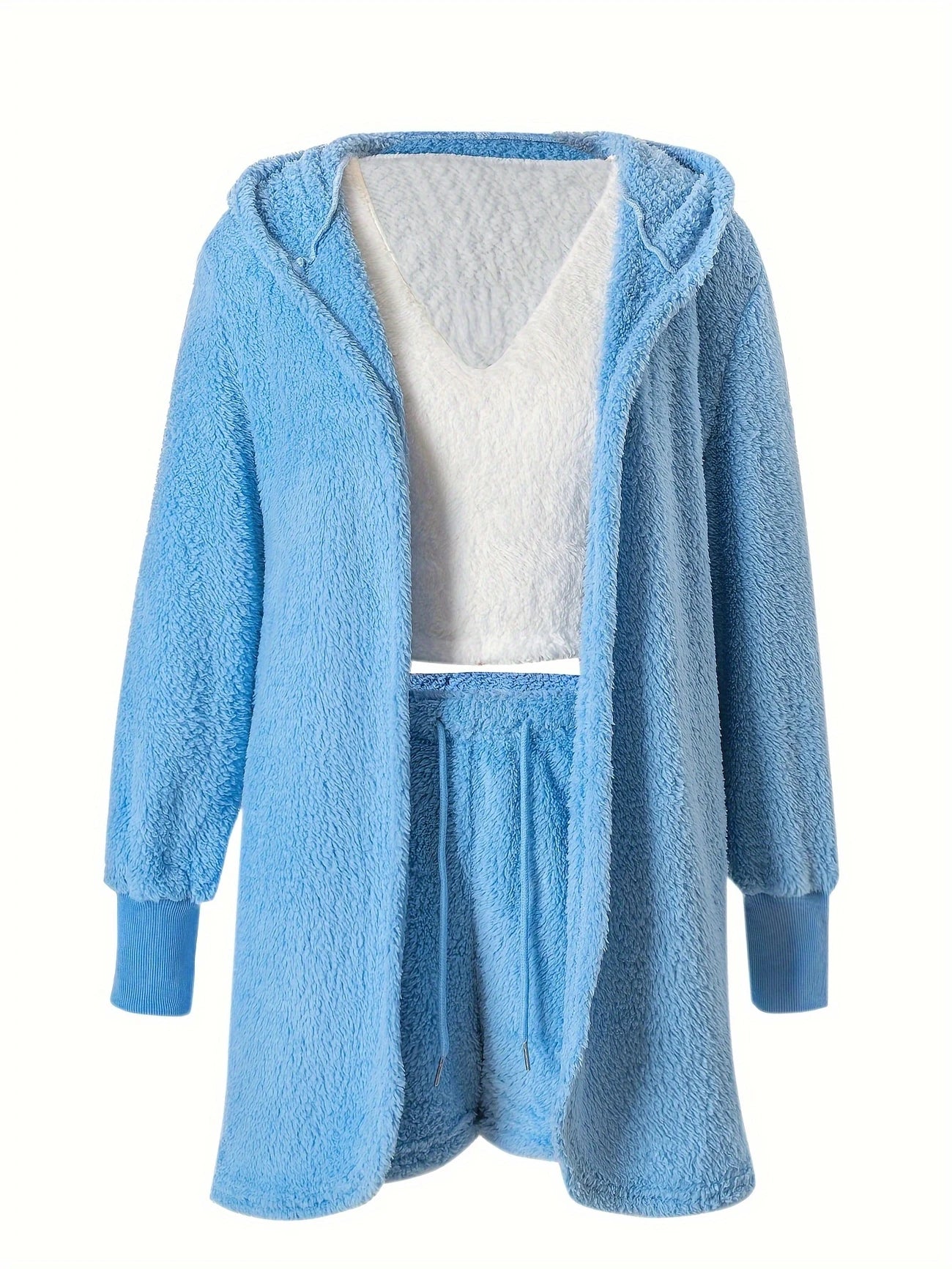 Pyjama Femme 3 Pièces Doudou Ultra Doux – Gilet, Débardeur & Short Cocooning pour Hiver