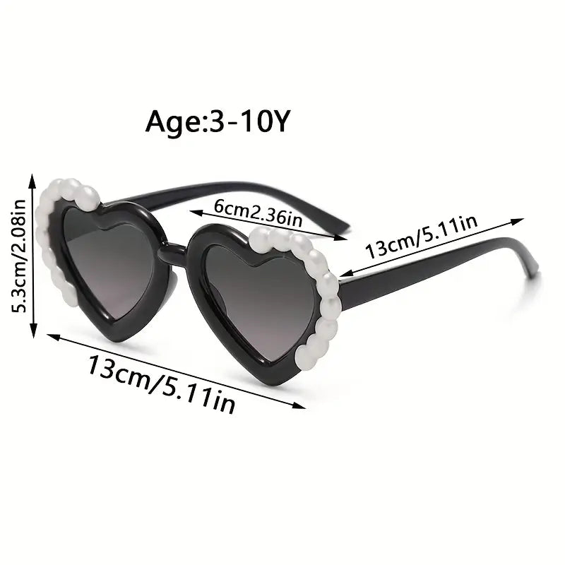 Lunettes de soleil enfants cœur avec perles – Mode fille, protection UV tendance