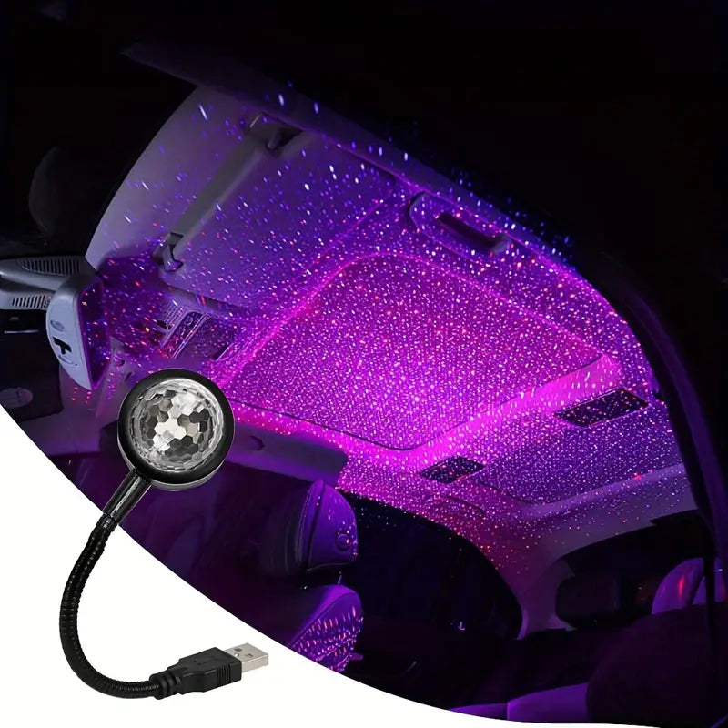 Mini Projecteur LED USB pour Voiture – Éclairage Ambiance Disco Multicolore pour Fêtes et Soirées