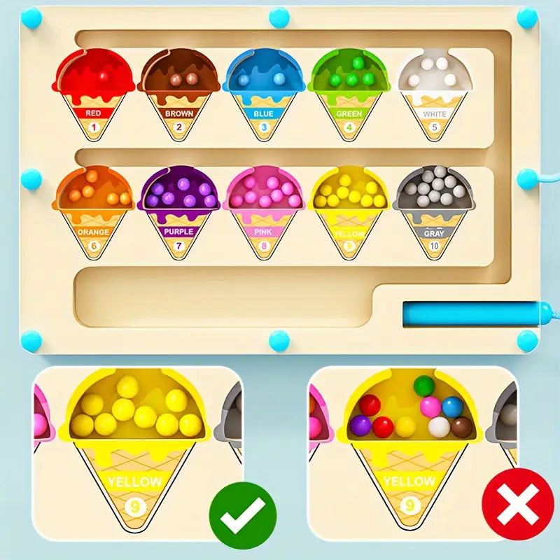 Jeu Éducatif Magnétique en Bois – Casse-Tête de Tri des Couleurs et Logique pour Enfants