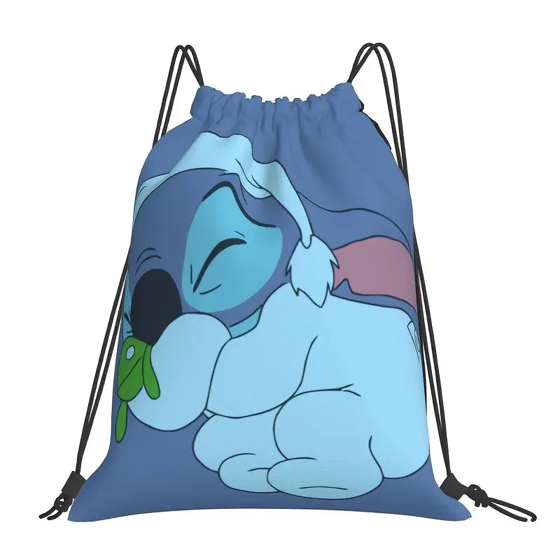 Sac à dos enfant léger à cordon – Motif dessin animé bleu, pratique pour sport et école