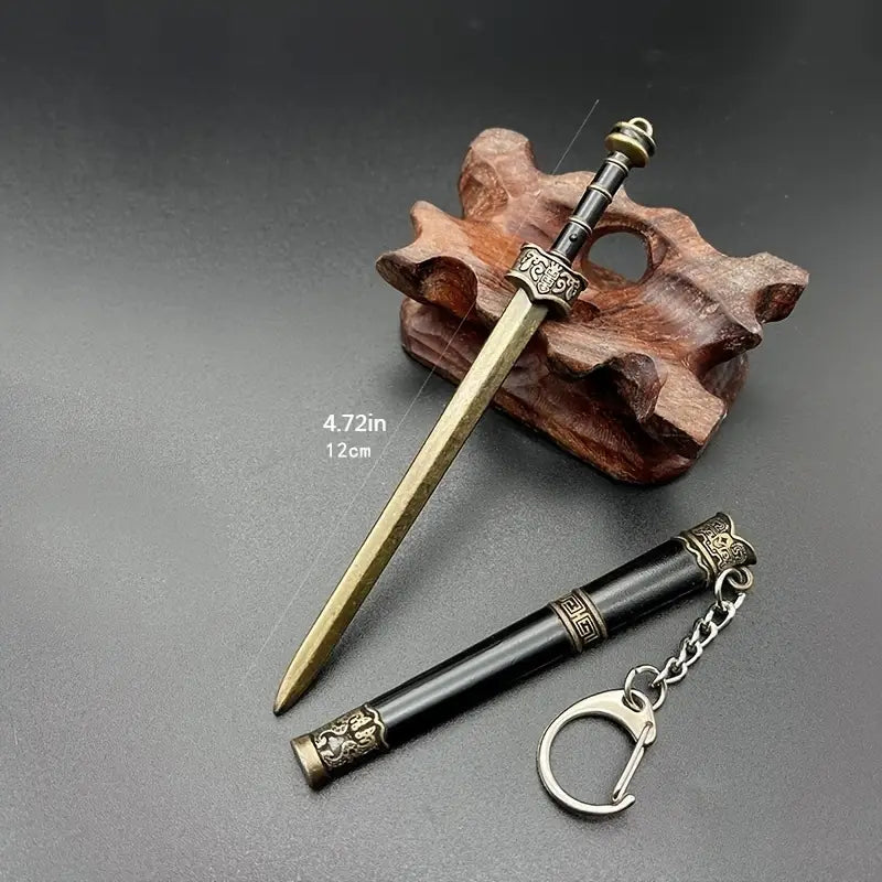 Porte-clés épée médiévale en métal – Breloque sabre antique élégante pour homme