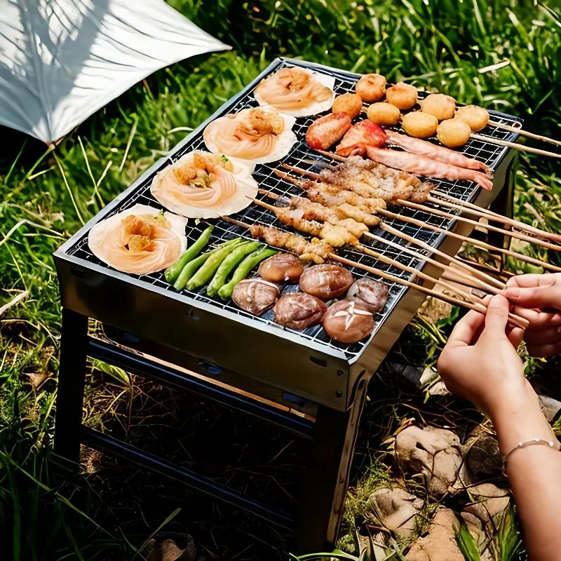 Barbecue portable pliable au charbon – Grill de camping idéal pique-nique et cuisine en plein air