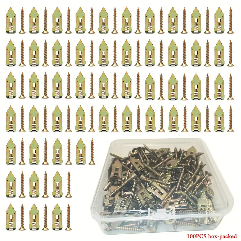 Chevilles Métalliques à Expansion avec Vis – Fixations Murales Solides pour Cloisons et Plaques de Plâtre