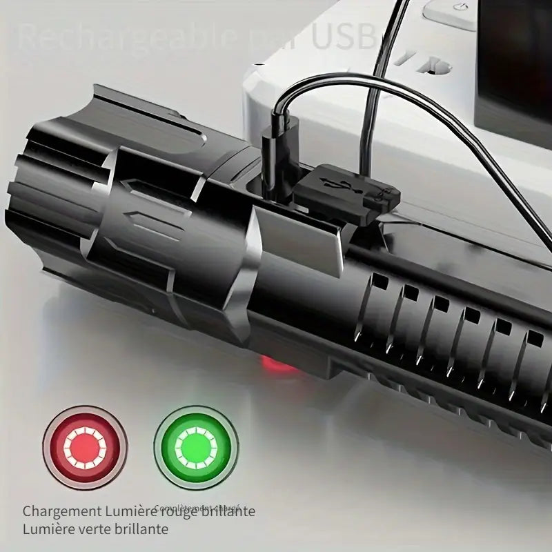 Lot de 2 Lampes Torches LED Rechargeables Ultra Puissantes – Lampe de Poche Étanche avec Batterie Lithium Intégrée