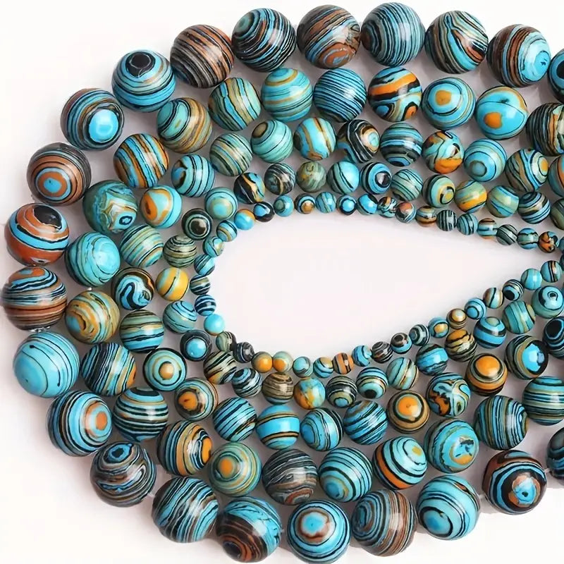 Perles rondes en pierre naturelle jaspe océan – Pierres précieuses en vrac pour création de bijoux et lithothérapie