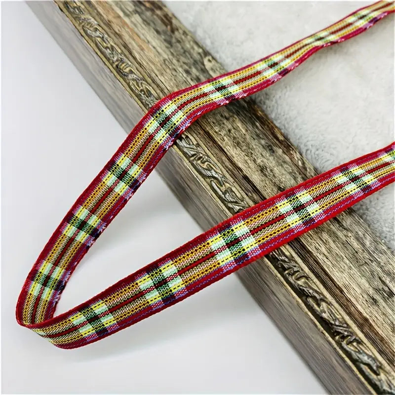 Ruban à carreaux rouge et vert – Décoration festive pour emballage cadeau, bricolage et créations de Noël